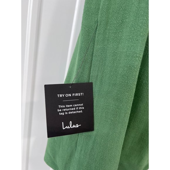 Lulus Al Fresco Evenings Off The Shoulder Dress Womens S Green Rayon Summer NEW - Picture 5 of 12